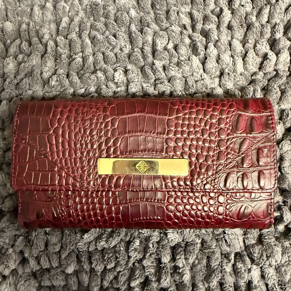 Burgundy Crocodile Embossed Leather Wallet - brand new